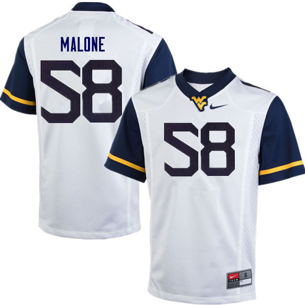 NCAA Men's Nick Malone West Virginia Mountaineers White #58 Nike Stitched Football College Authentic Jersey KJ23E73NI